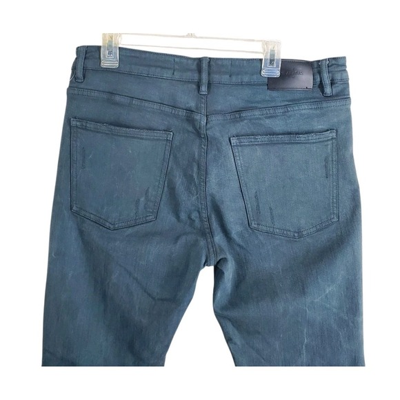 Valabasas Jeans Mens 38 Gray Blue Buttonfly Distressed Ripped Tapered (35x33) - Picture 5 of 13